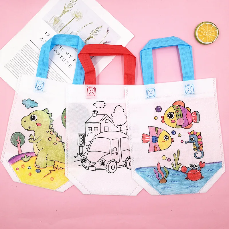 Art Craft Earth Day - 24pcs Cute Cartoon Coloring Bags Reusable