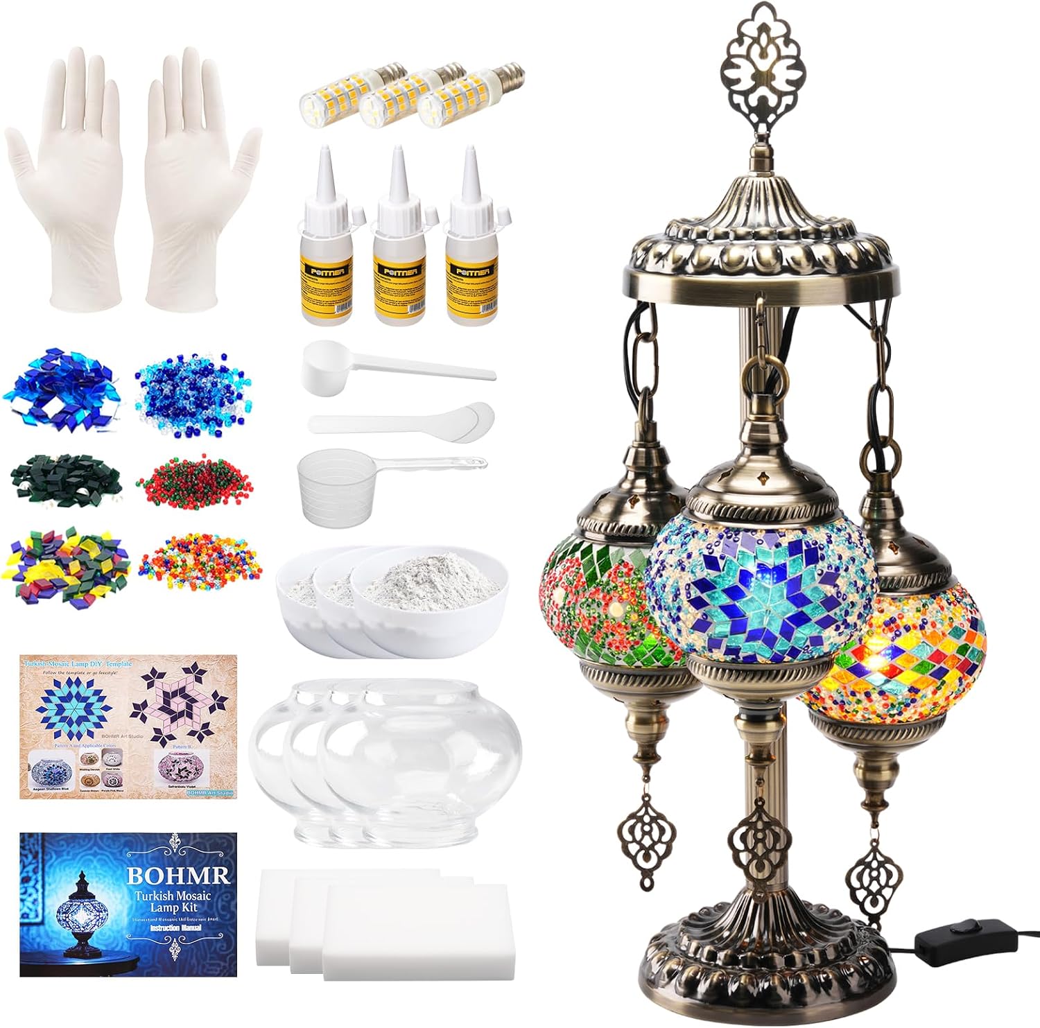 Art Craft & Architecture - DIY 3 Globe Turkish Mosaic Lamp