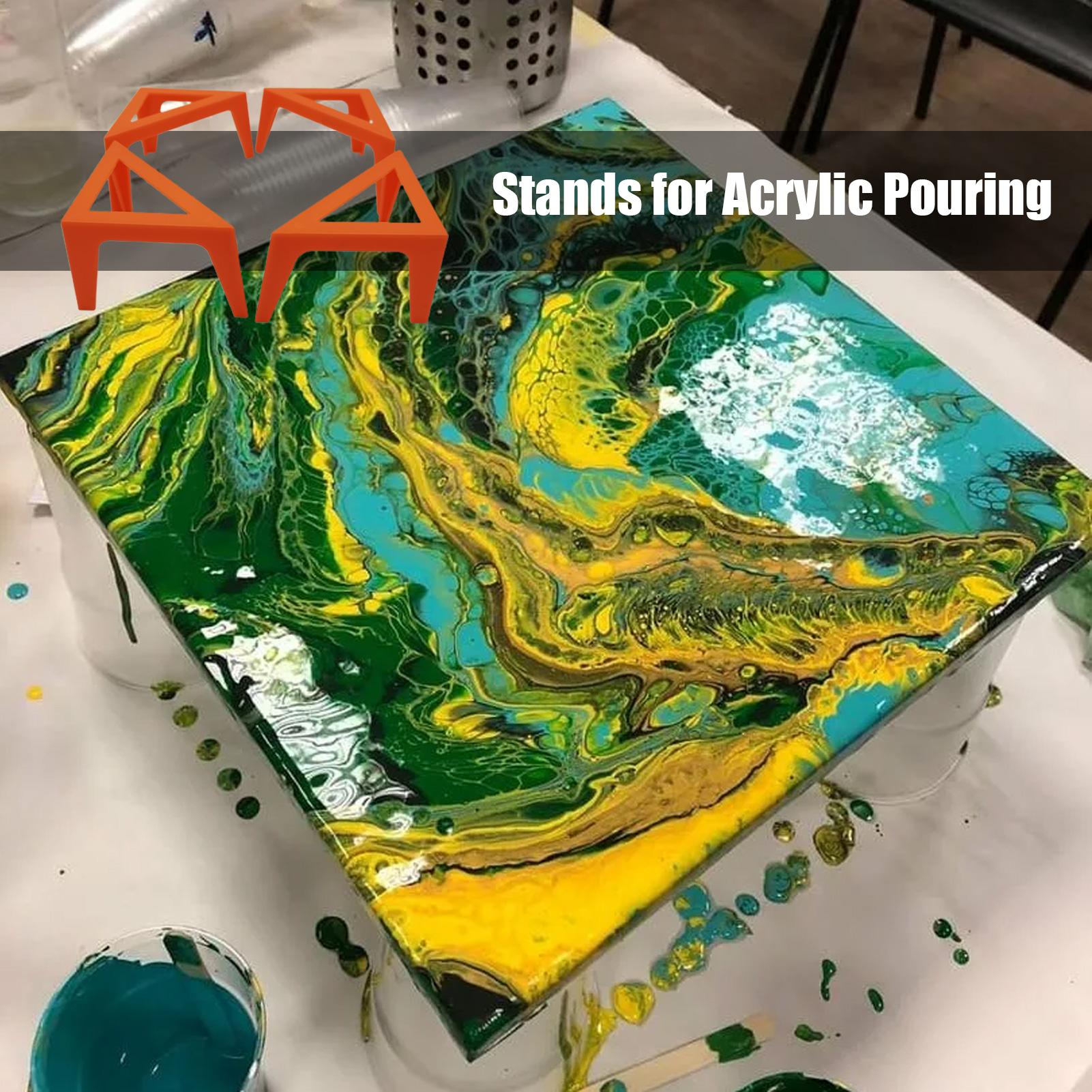 Acrylic Pour Paint - 4pcs Triangle Canvas Stands For Paint