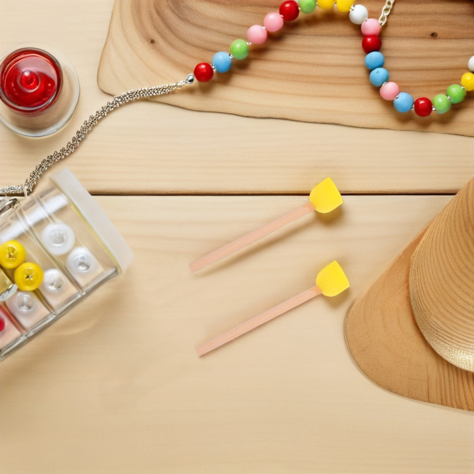 Art Craft For Preschool - 80Pcs Tools Round Sponge Brush Wood