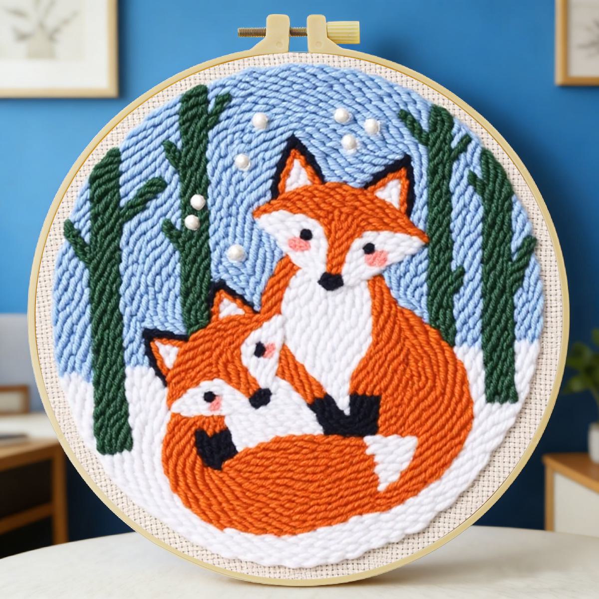 Punch Needle Kit - 20X20CM/7.87inch Animal - Fox punch needle