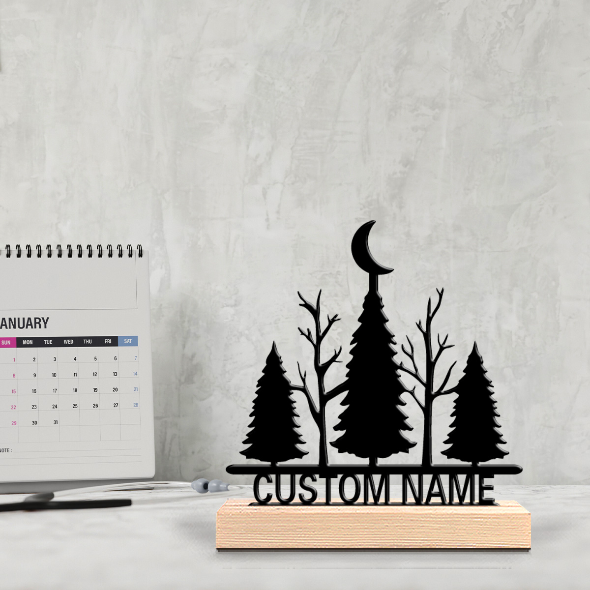 Art Craft & Architecture - 1pc Minimalist moon tree Customized Text