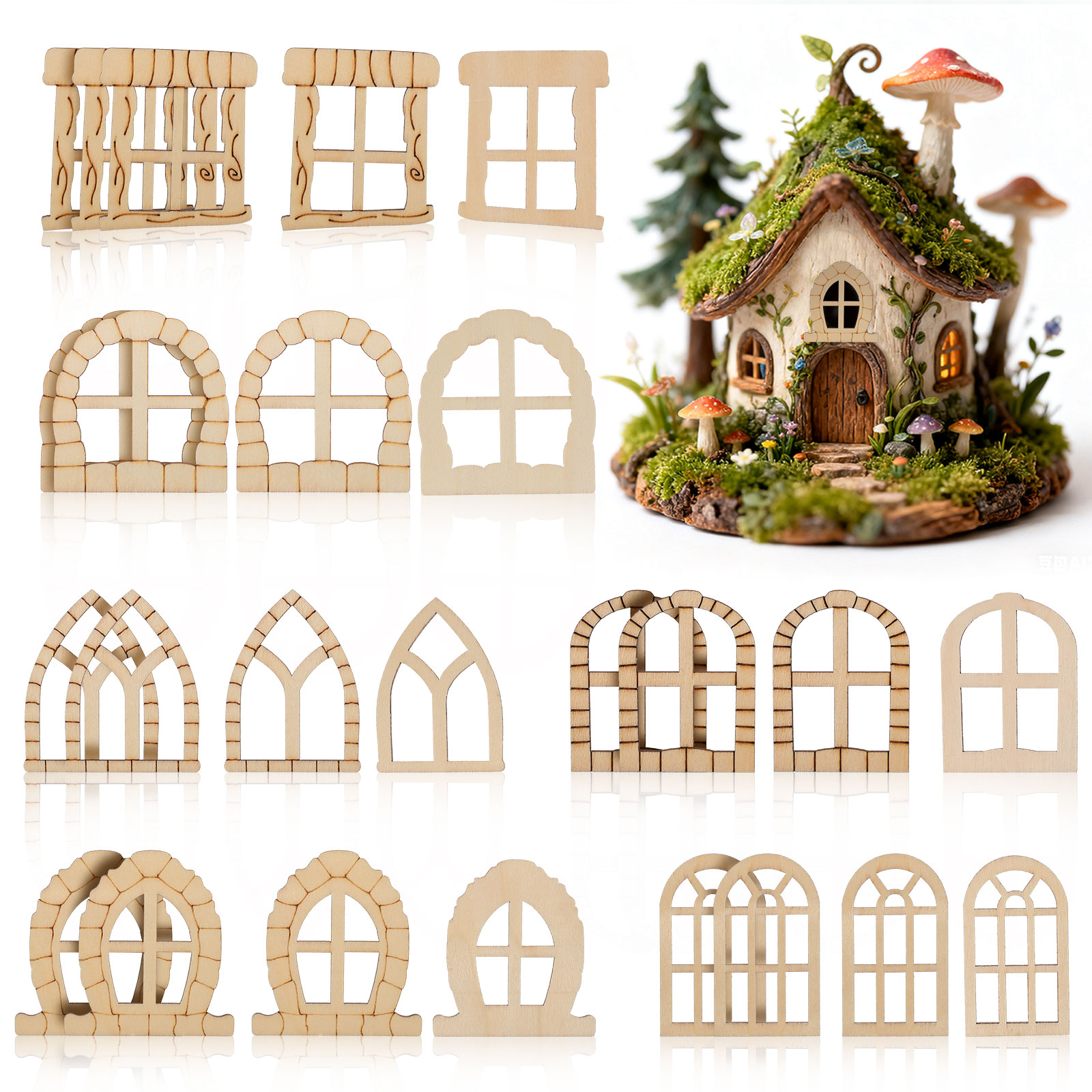 25pcs Miniature Wooden Door Wi - огляд і ціна Art Craft Door
